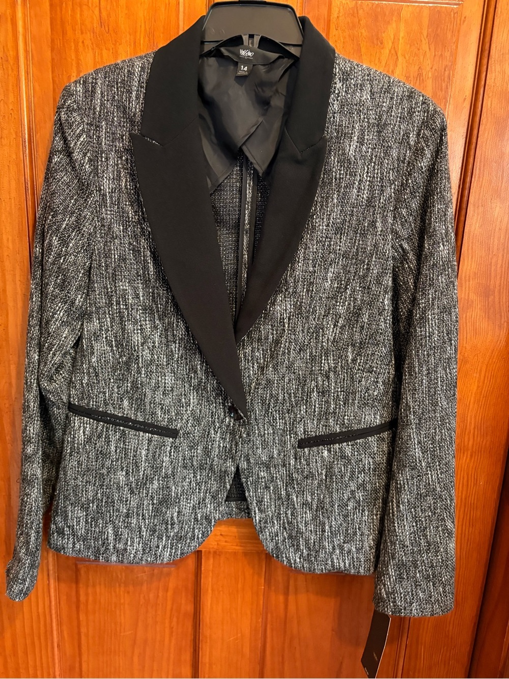 Mossimo Black and Gray Textured Blazer with Black Lapel